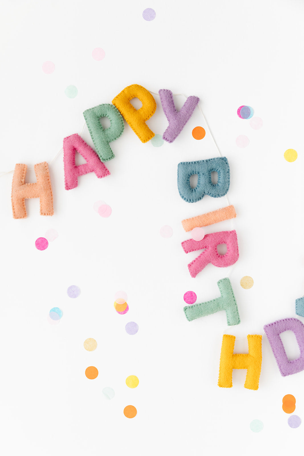 Pastel Happy Birthday Felt Garland - Market