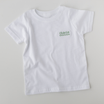 White t-shirt with 'Charlie' printed on a gray background