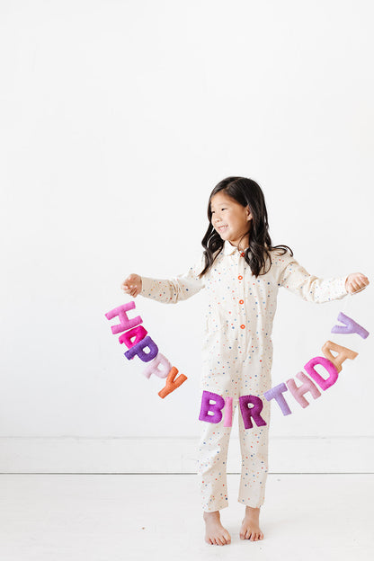 Pink and Purple Happy Birthday Felt Garland